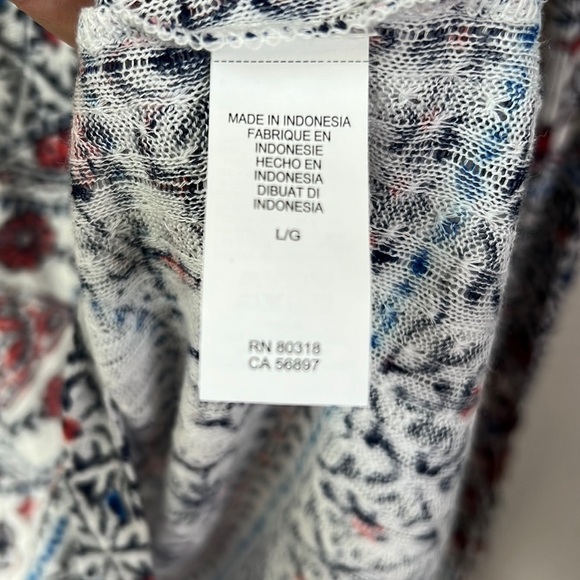 Lucky Geometric Gauze Mock Turtleneck Long Sleeve Tunic Top Size L - Picture 9 of 11